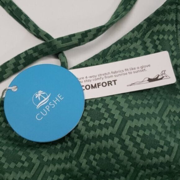 New Cupshe One Piece Monokini Swimsuit Green Women's Size XS - Picture 7 of 12